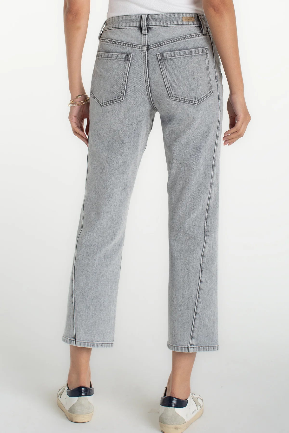 Kennedy Straight Jean with Seaming Detail & Slit, Alpine Gray