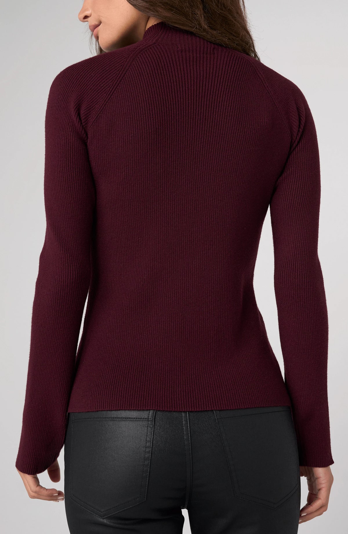 Long Sleeve Turtleneck Sweater, Dark Oxblood