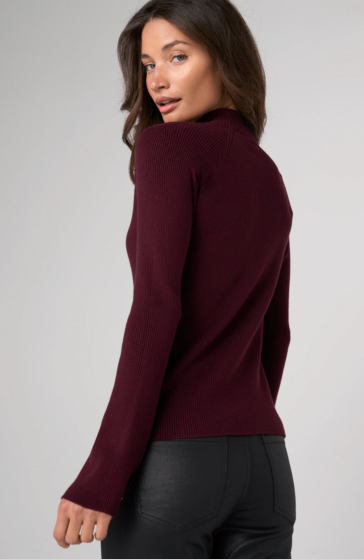 Long Sleeve Turtleneck Sweater, Dark Oxblood