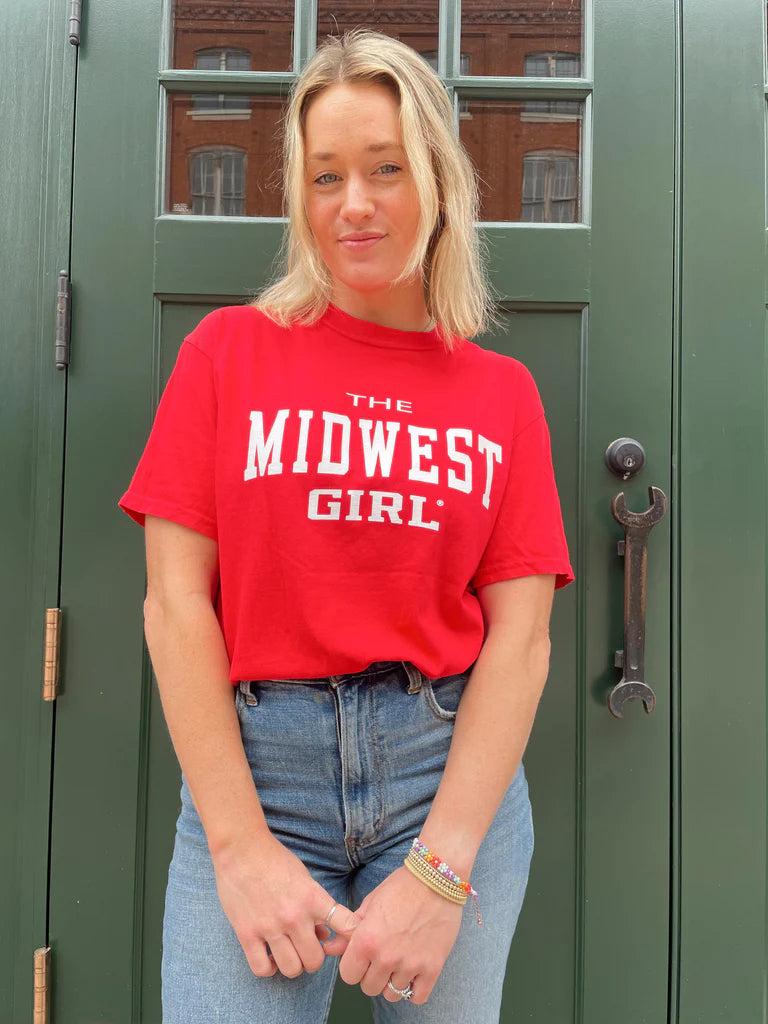 The Midwest Girl College Tee, Red