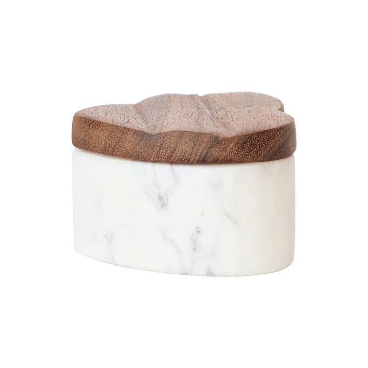 Marble Heart Shaped Container with Acacia Lid