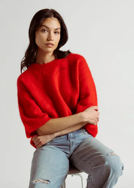 Micah Elbow Sleeve Sweater, Ruby