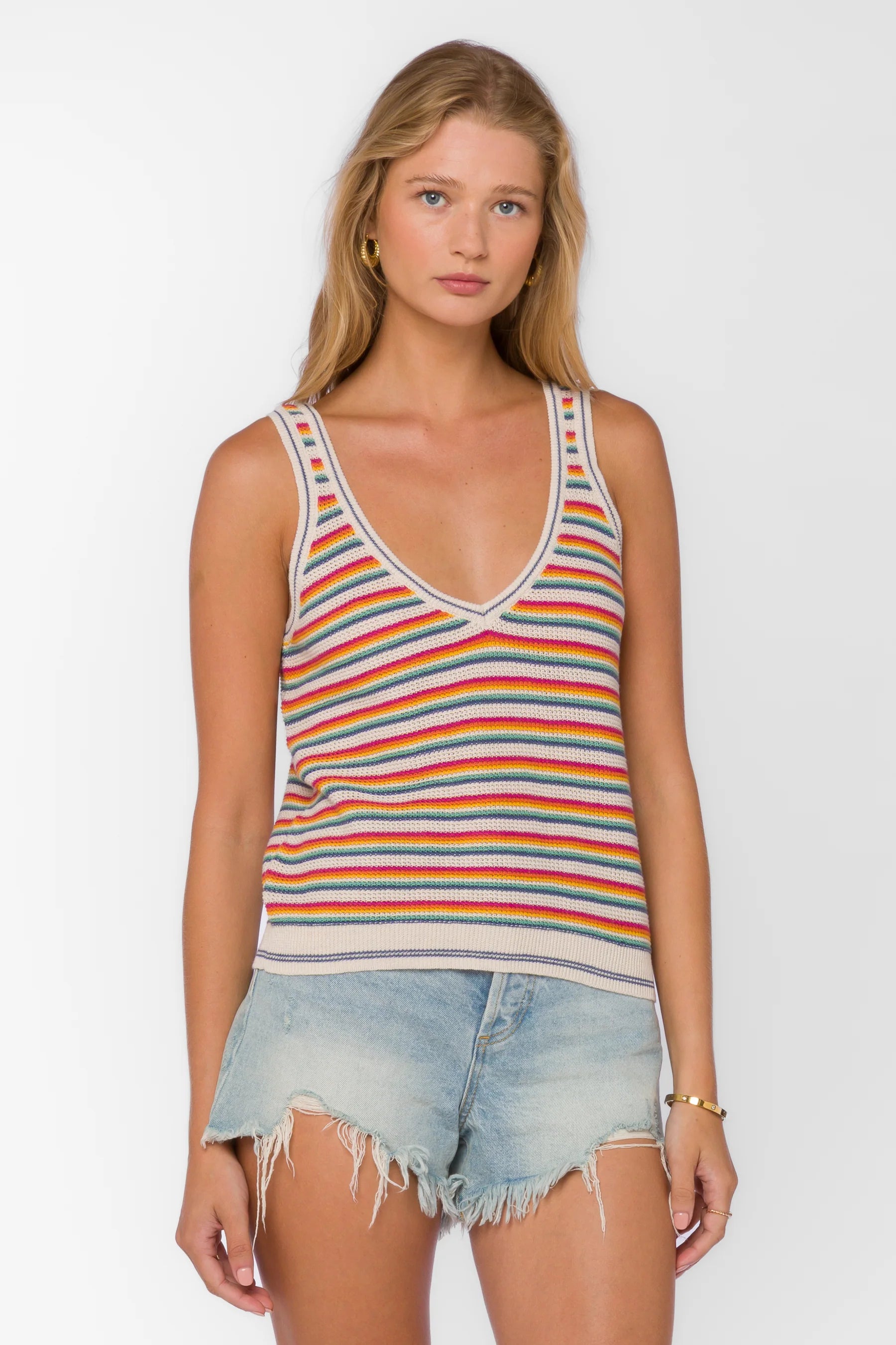 Nadia Sunny Stripe Tank - Multicolor Striped Knit