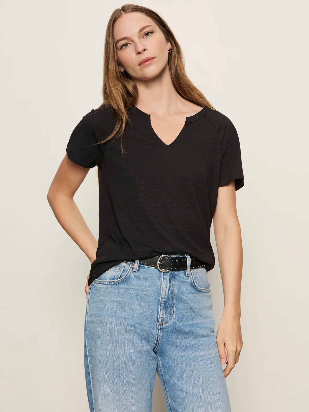 Notch Neck Tee, Black