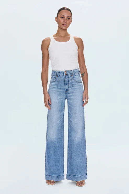 Lana High Rise Ultra Wide Leg Double Button, Terrace