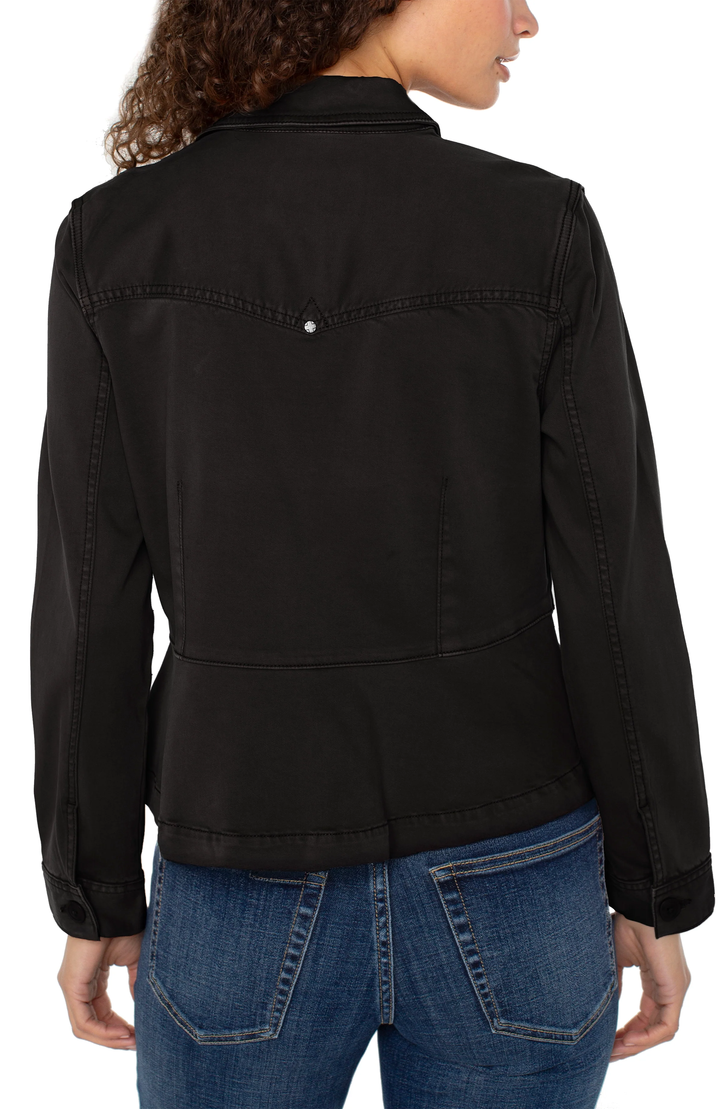 Peplum Hem Trucker Jacket, Onyx