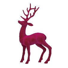 Flocked Plastic Standing Deer, Hot Pink