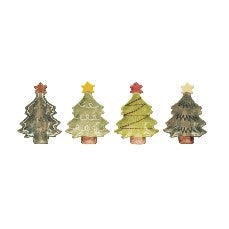 Stoneware Christmas tree dish, 4 styles, 4x2.75 inches