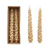 Unscented tree shaped taper candles in box, gold, set of 2, 10 inches