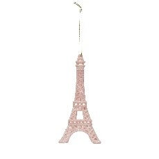 Eiffel Tower Ornament with Glitter, Pink
