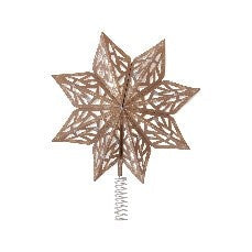 Paper star tree topper with snowflake pattern, 12x14.5 inches