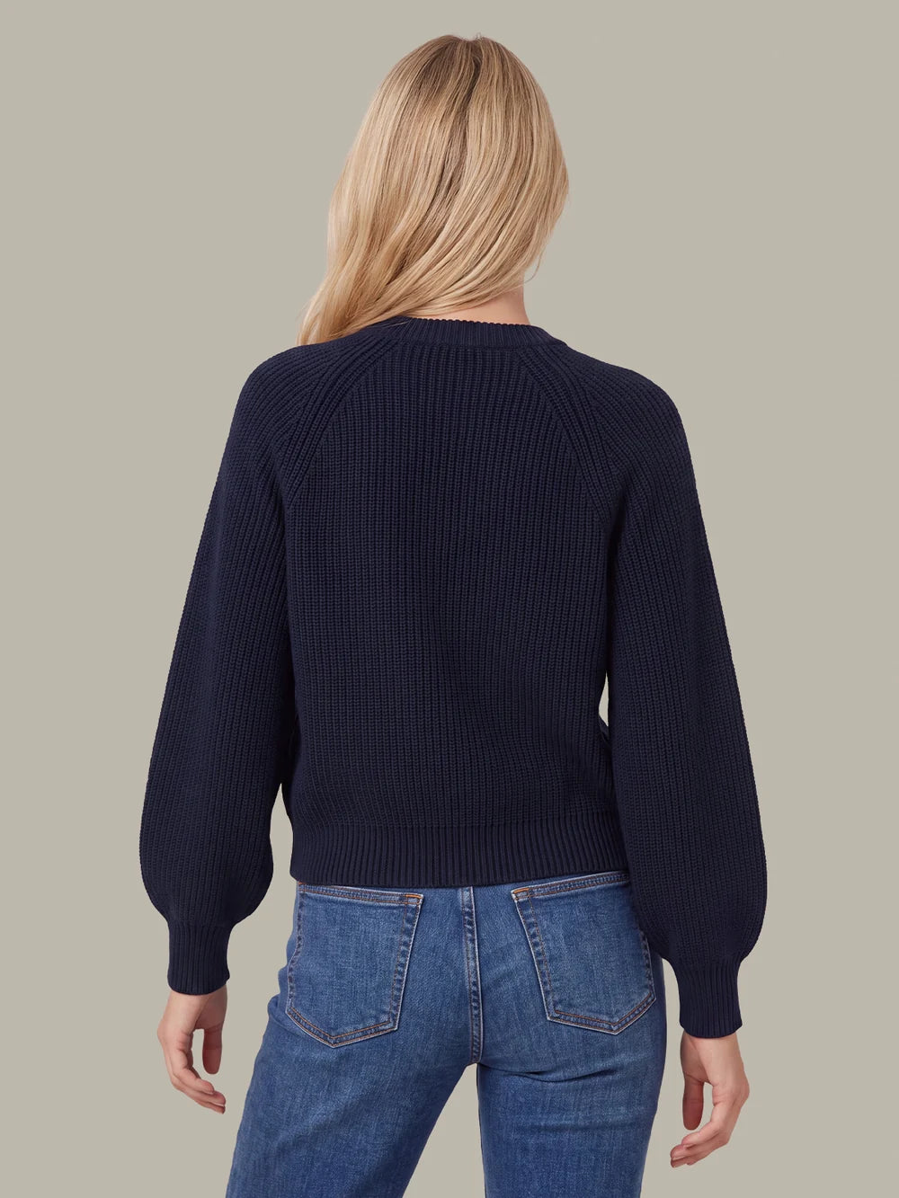 Pippa Shaker Crew Cardigan, Dark Blue