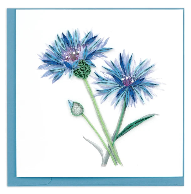 Quilled Blue Cornflower Greeting Card