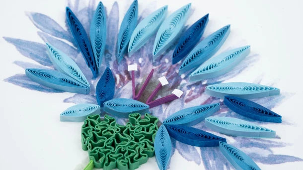 Quilled Blue Cornflower Greeting Card