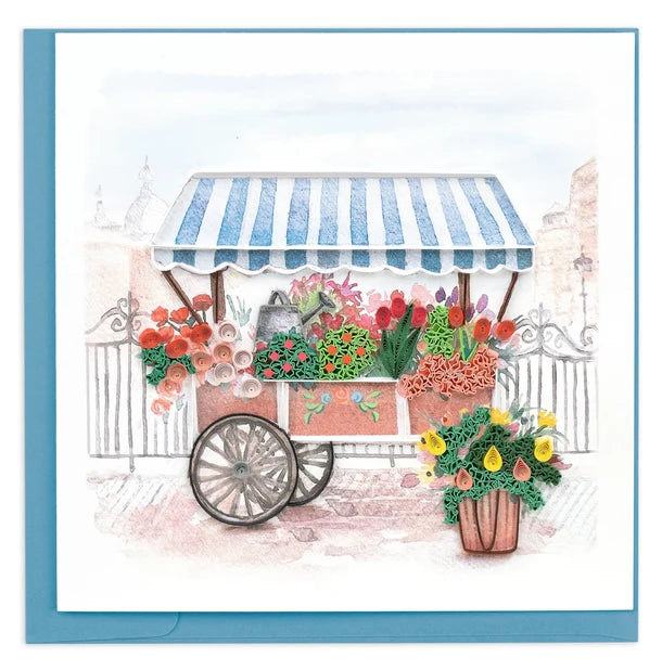Quilled Flower Cart Greeting Card