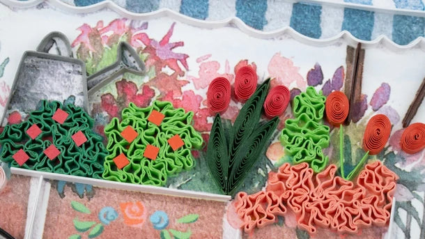 Quilled Flower Cart Greeting Card