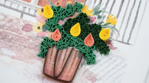 Quilled Flower Cart Greeting Card