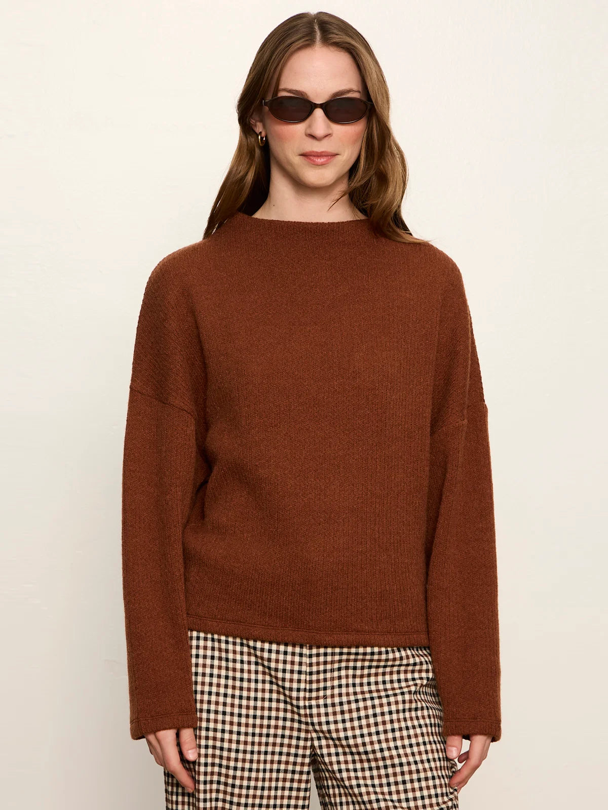 Ribbed Dolman Sweatshirt, Burnt Cocoa