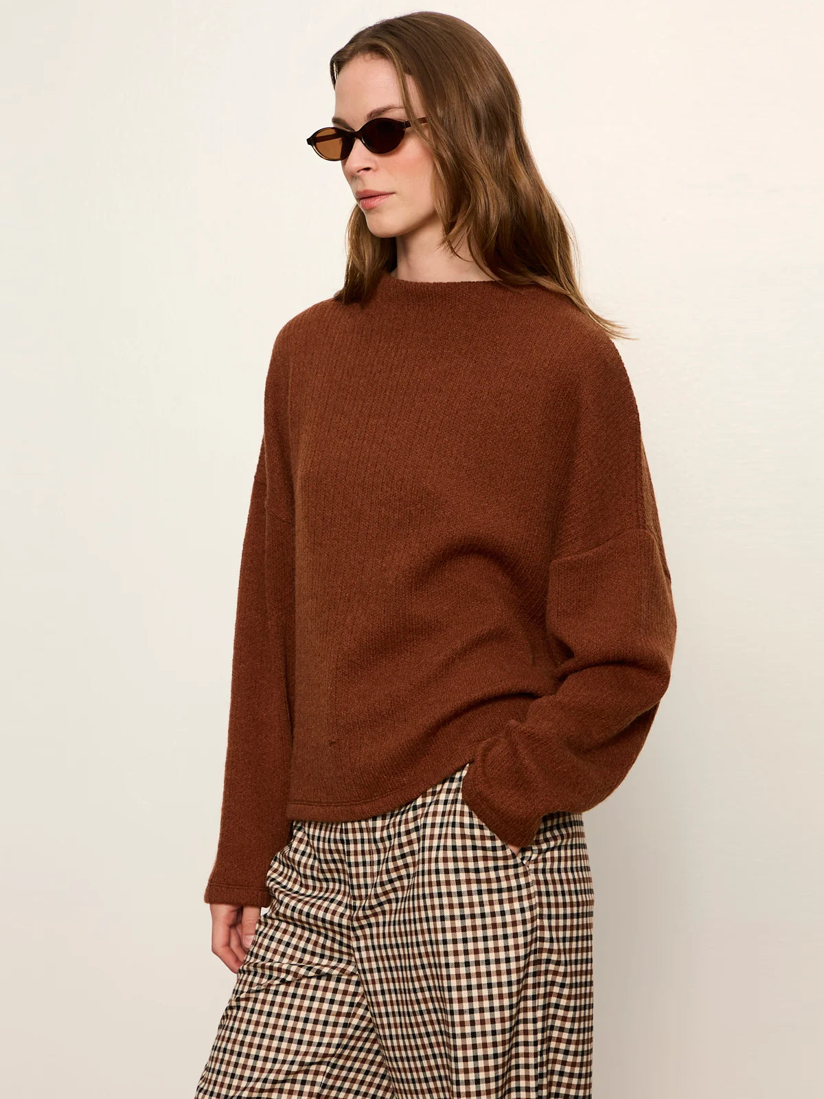 Ribbed Dolman Sweatshirt, Burnt Cocoa