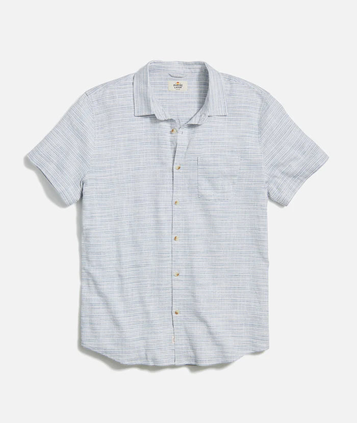 Men's Classic Stretch Selvage Shirt, Blue Mini Stripe