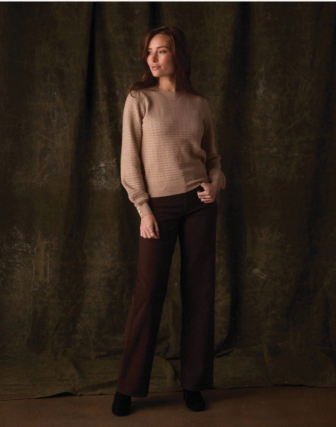 Olivia Pointelle Sweater, Oatmeal
