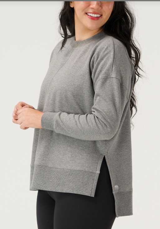 Fleece Puremeso Splitside Pullover, Heather Grey