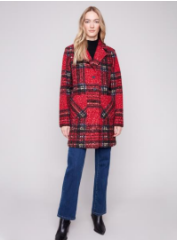 Plaid Boucle Knit Coat