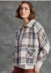 Short Knit Plaid Jacket