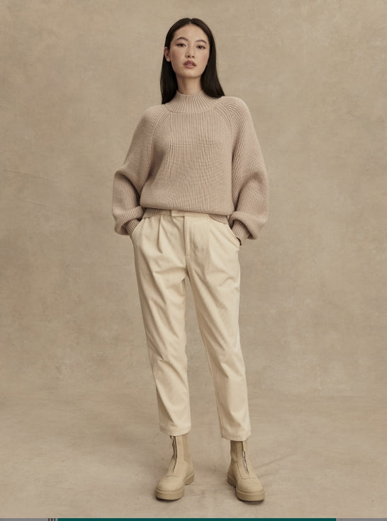 Martina High Neck Rib Sweater, Cement