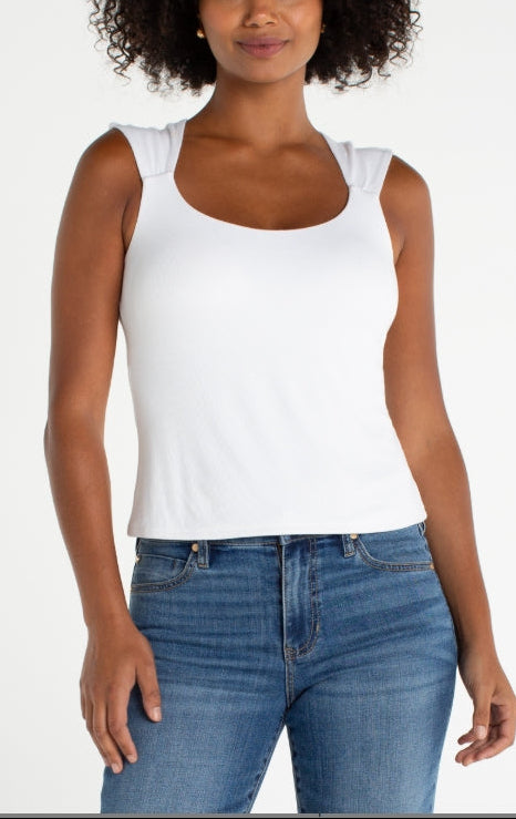 Sleeveless Built in Bra Tank, Cream