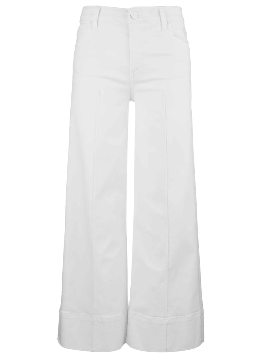 Meg High Rise Front Pin Tuck Wide Hem, Optic White