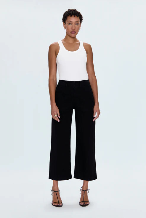 Sophia Wide Leg Utility Ankle Pant, Black