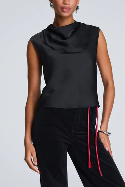 Sleeveless Cowl Neck Top, Black