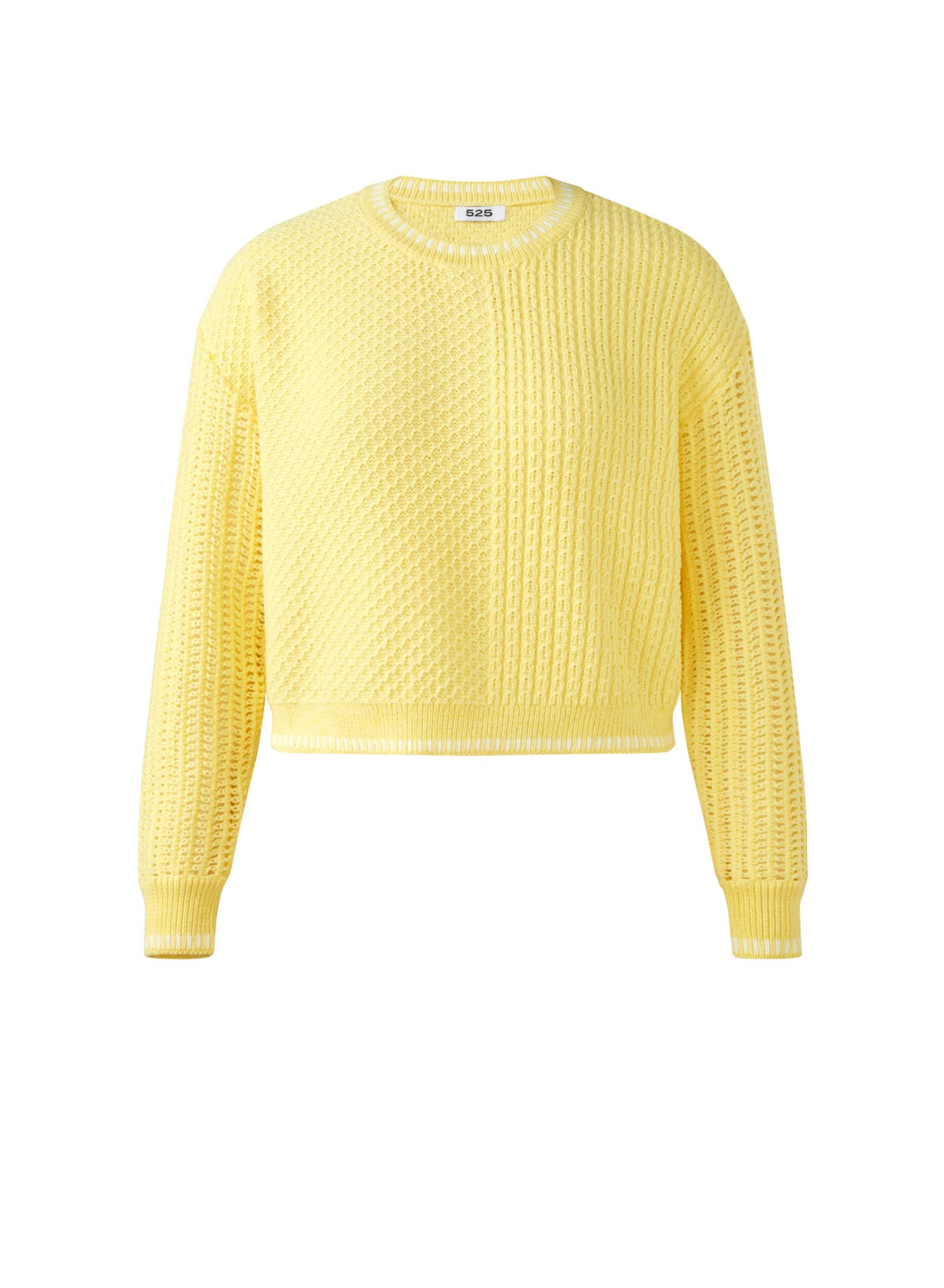 Stitch Mixed Crew Neck Pullover, Lemon Meringue