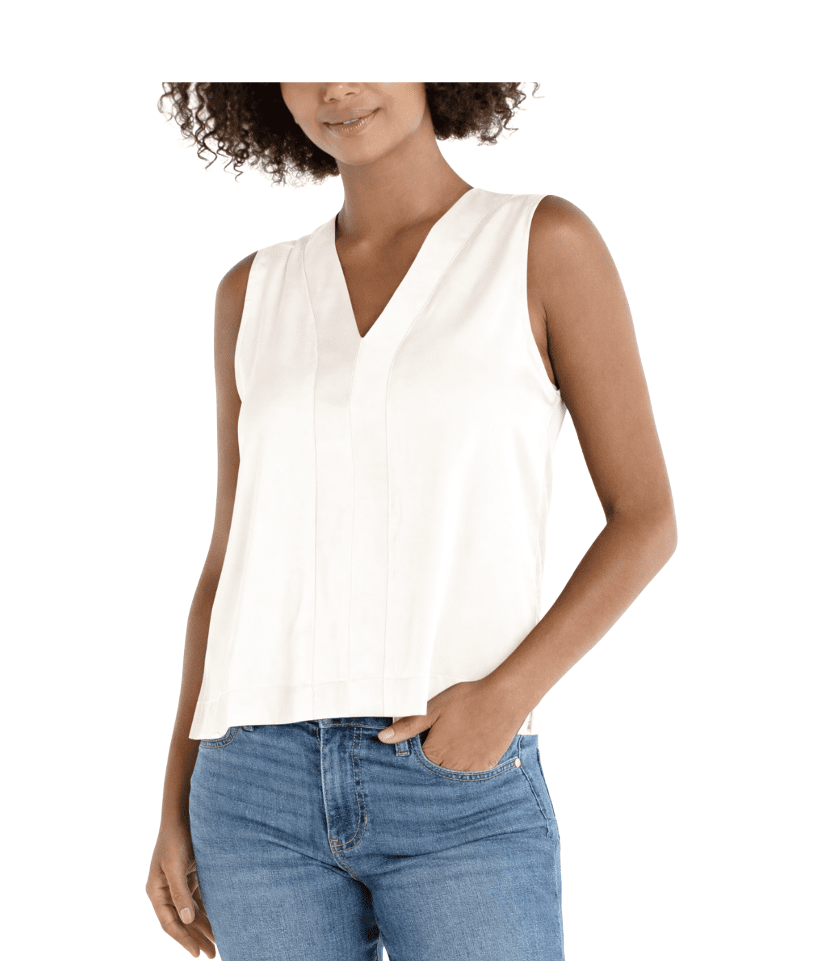 Sleeveless Vneck, Whipped Cream