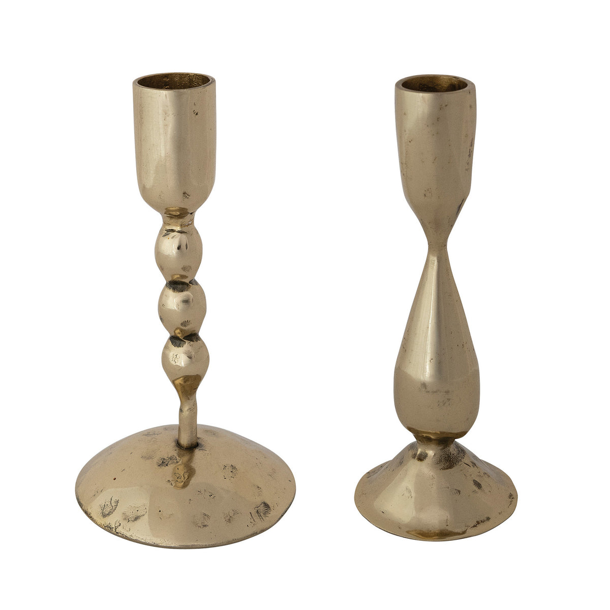 Hand-Forged Metal Taper Holders, Brass Finish, 2 styles