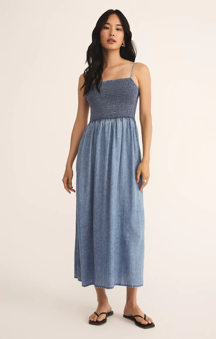 Bayside Chambray Midi Dress, Medium Chambray