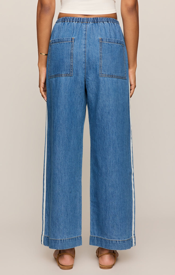 The Sidelines Denim Track Pant in Dreamstate - back