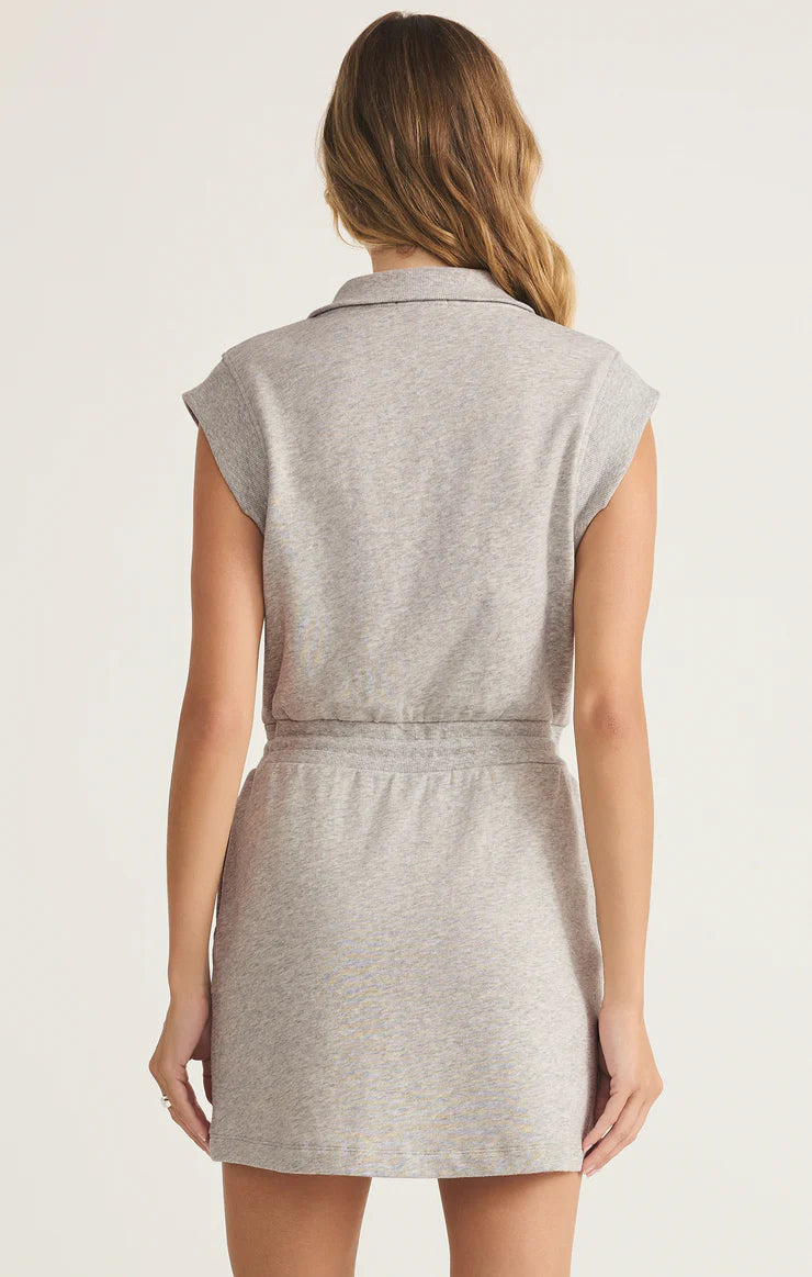 Club Quarter Zip Active Mini Dress, Heather Gray