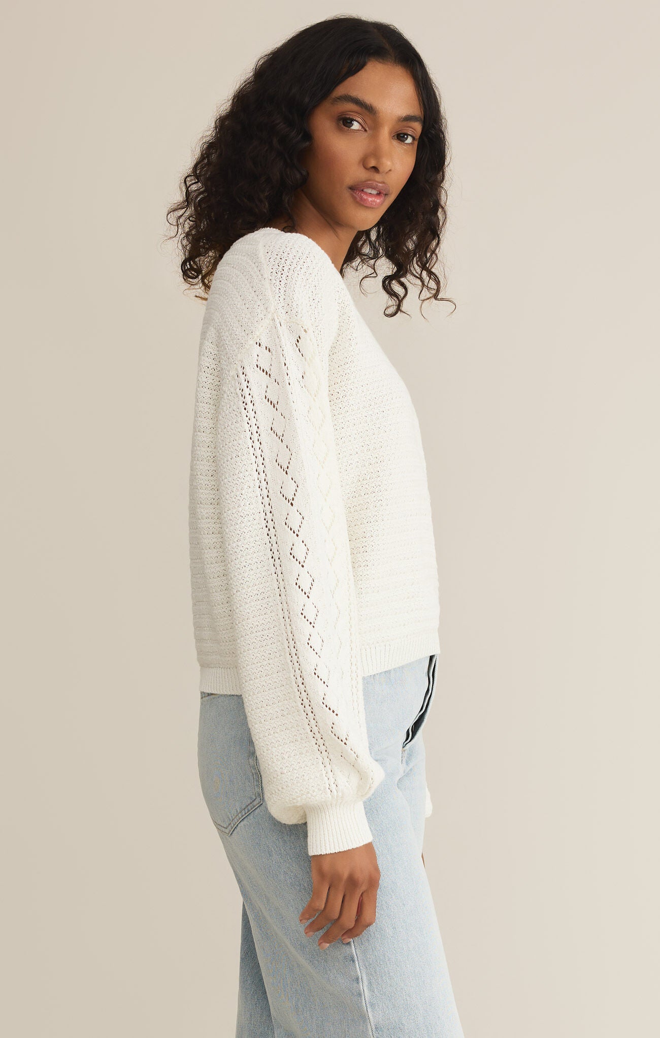 Whitney Crochet Sweater, White
