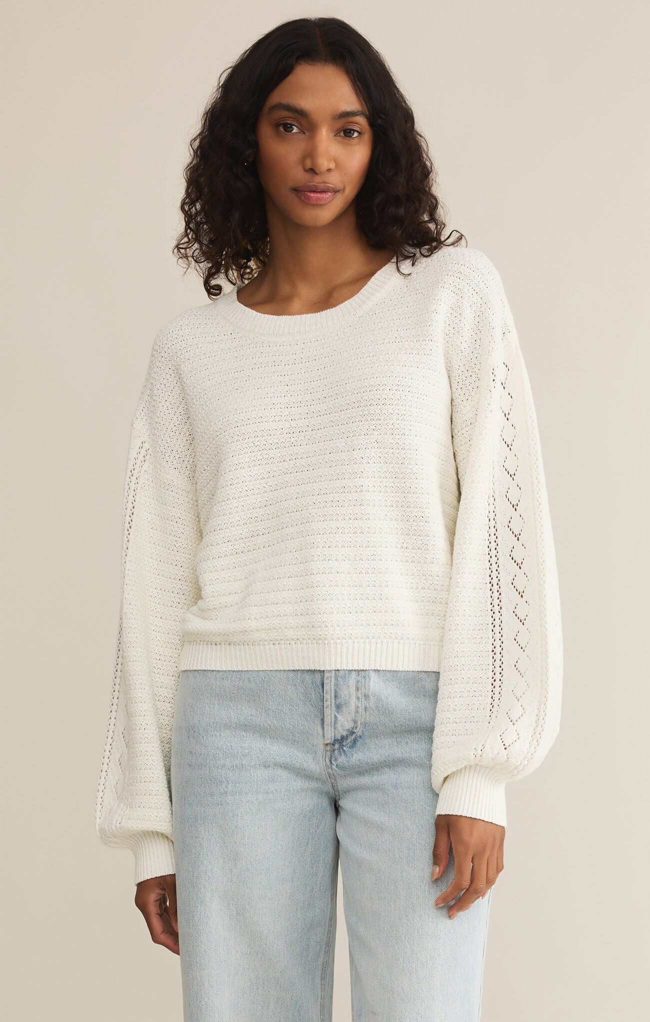 Whitney Crochet Sweater, White