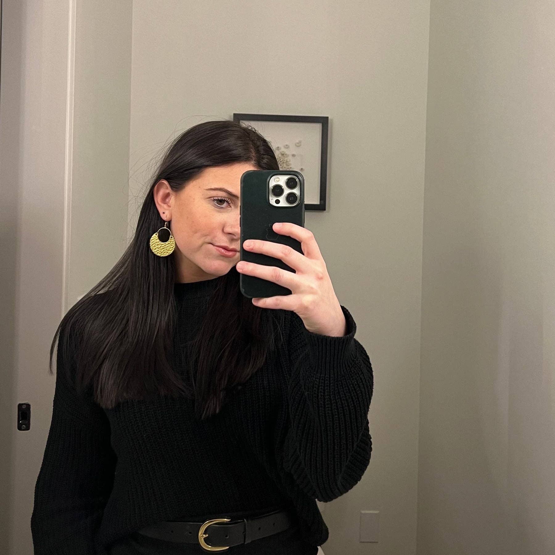 Hammered Gold Nina Leather Hoop Earrings