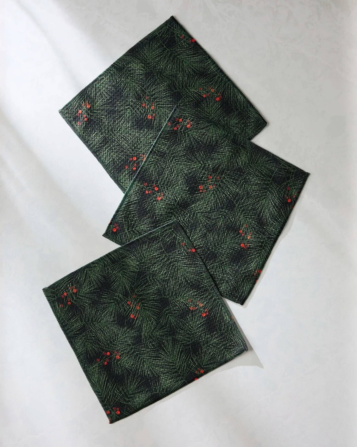 Geometry Evergreen Pine print dishcloth set