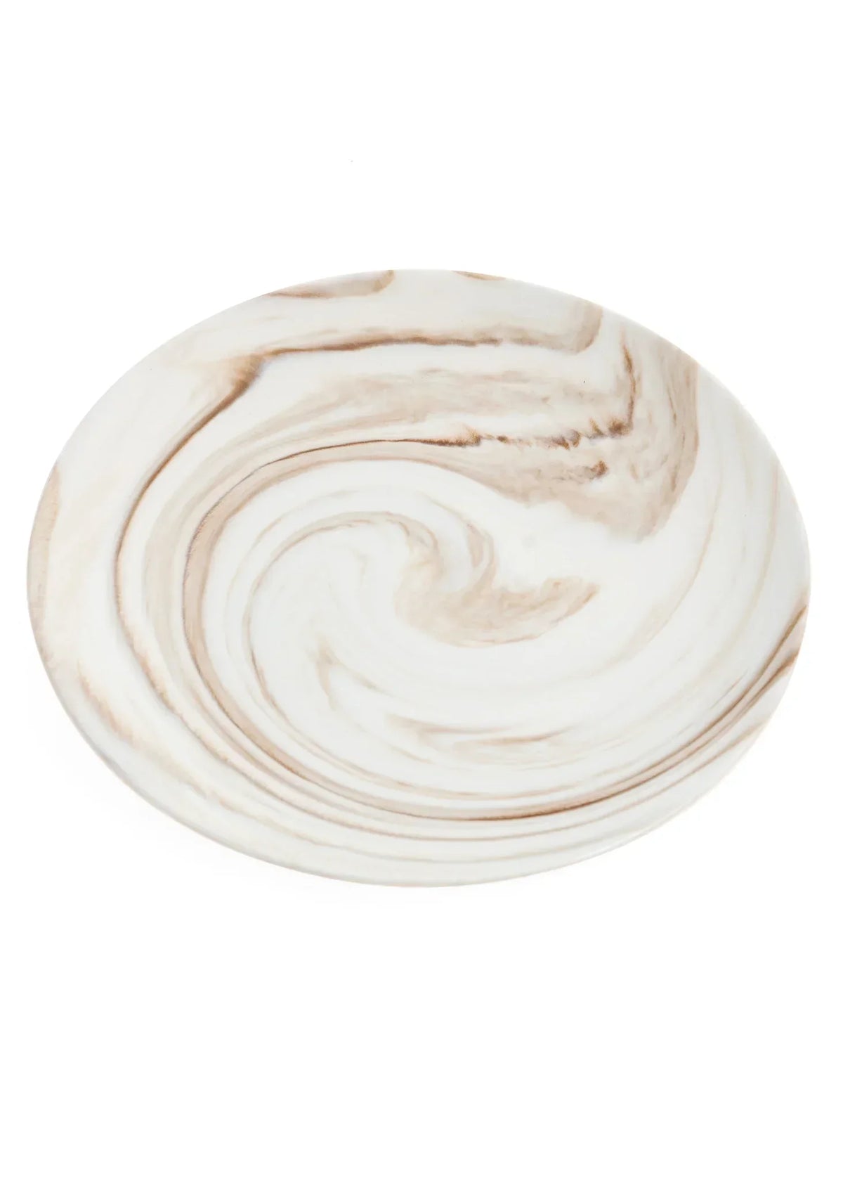Porcelain marble design plate, tan and white