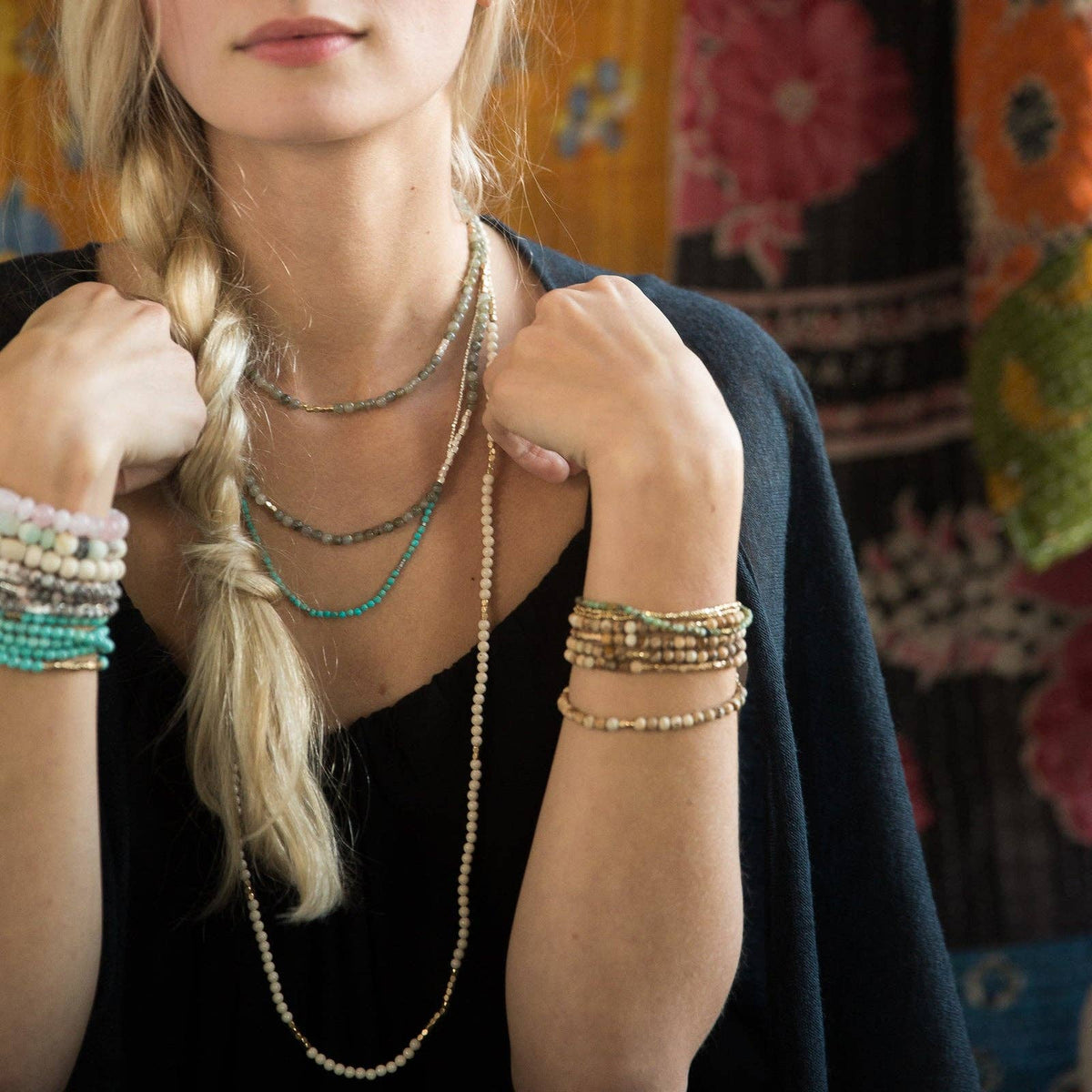 Scout Curated Wears rose quartz stone wrap bracelet, stone of the heart