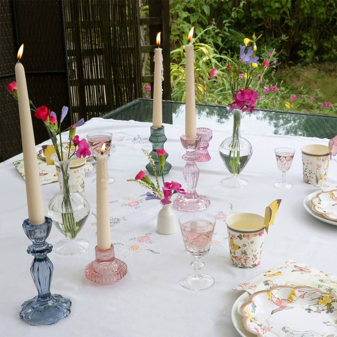 Small Pink Glass Candle Holder