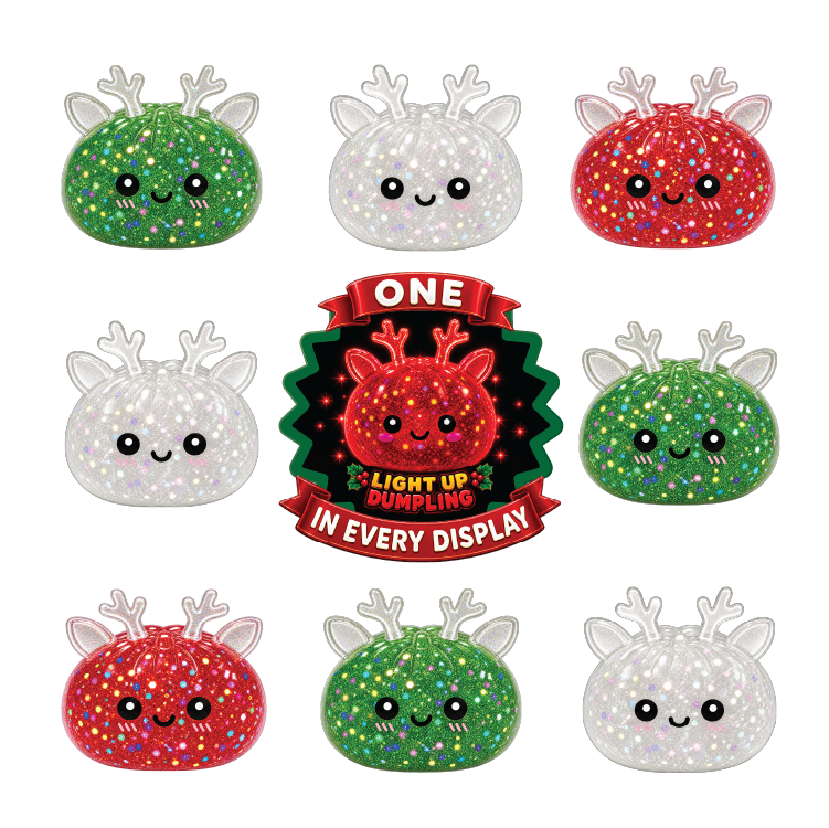 Novelty Brands Fun Doh Christmas Mystery Reindeer Dumpling squishy toy, holiday-themed blind box