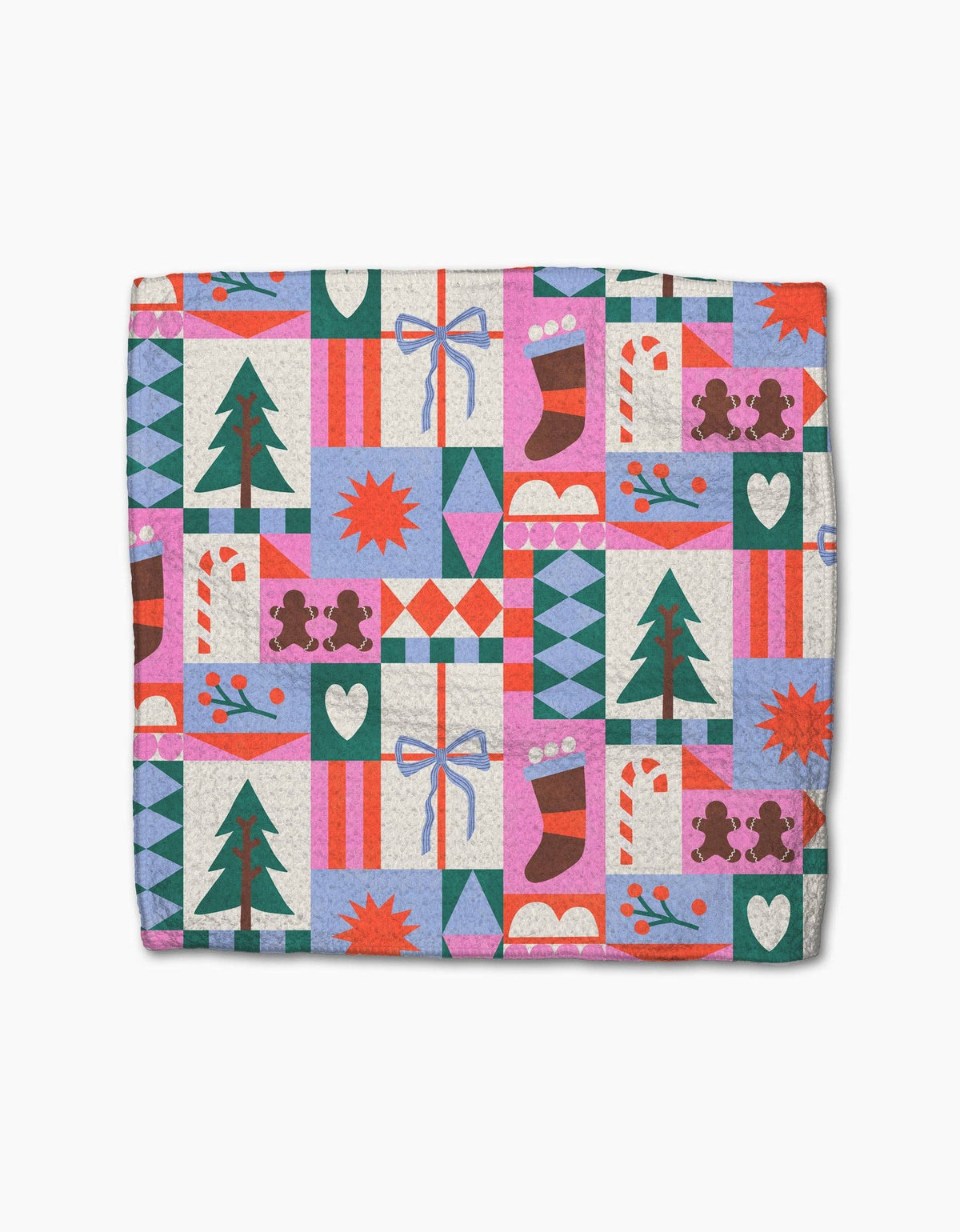 Geometry Festive Cheer print dishcloth set
