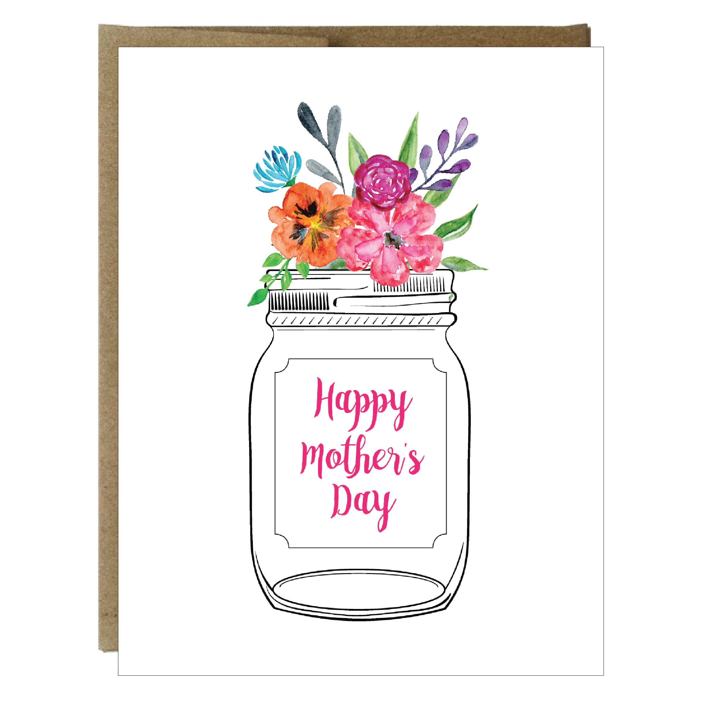 Mason Jar Bouquet Happy Mother's Day Greeting Card