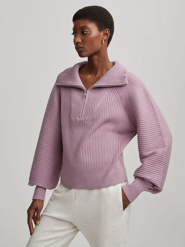 Reid Half Zip Knit, Smoky Grape